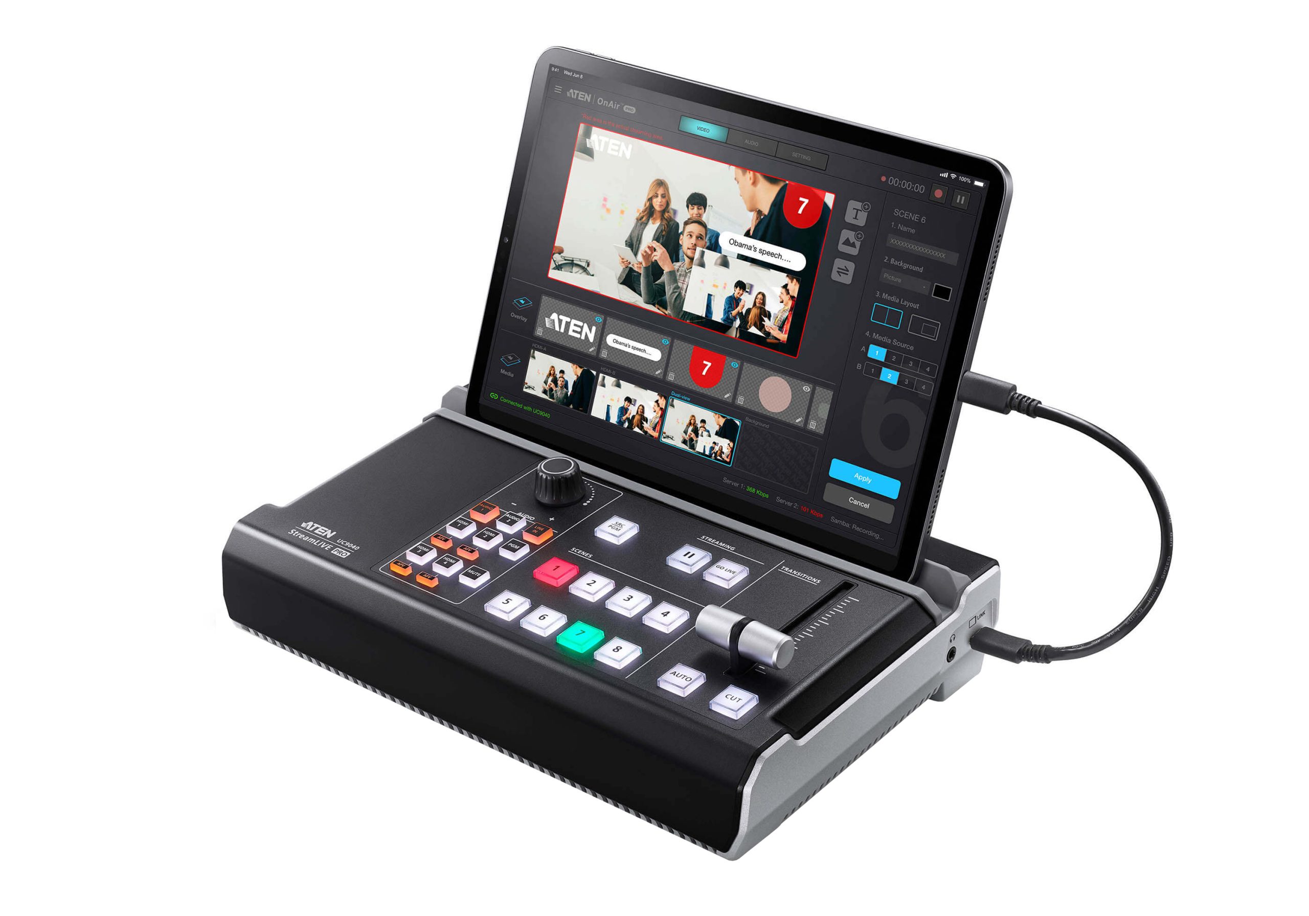 uc9040.usb-&-thunderbolt.content-creation.45 ATEN | UC9040 - StreamLIVE™ PRO All-in-one Multi-channel AV Mixer - Image 1